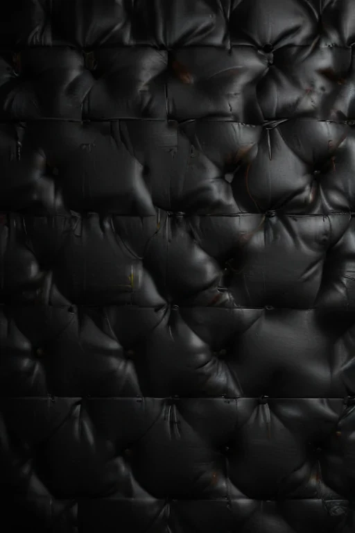A Textured Black Upholstered Wall with Distinctive Tufted Patterns and ...
