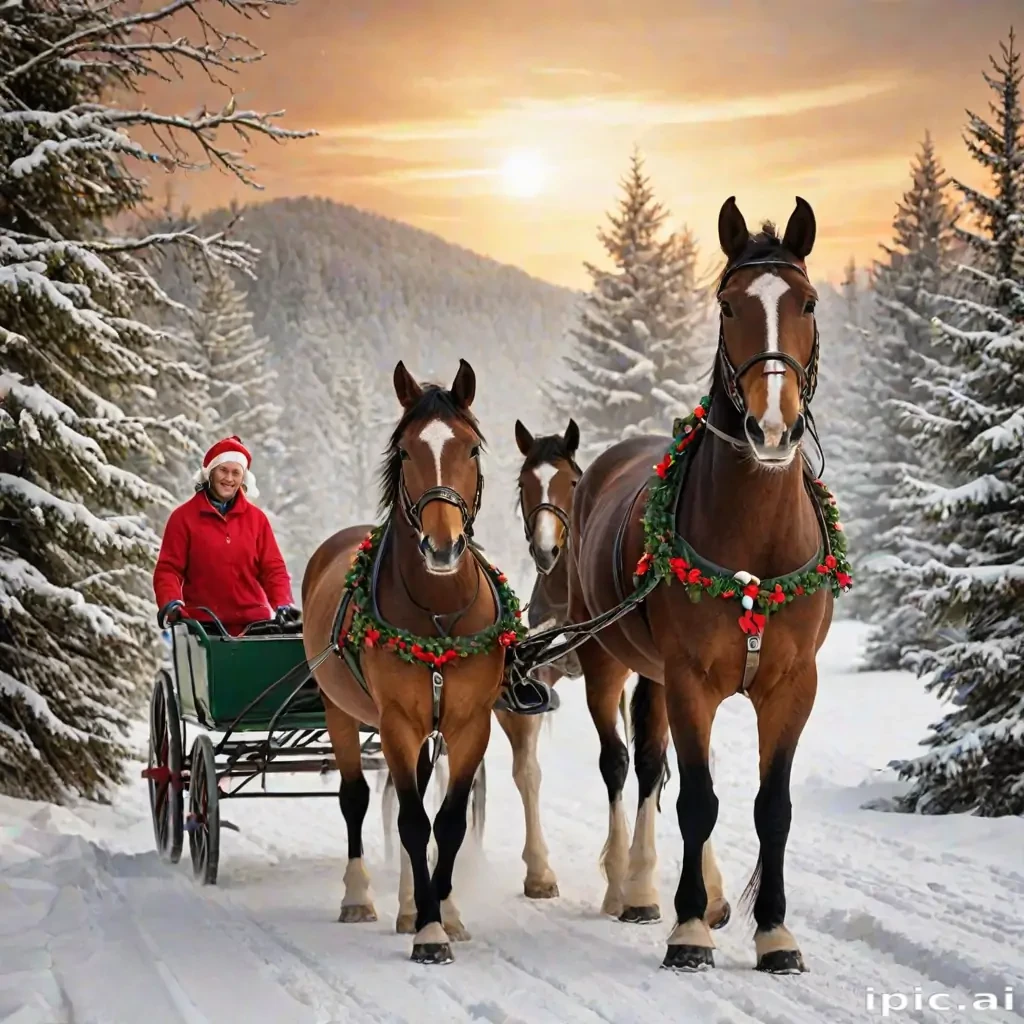 merry christmas images with horses