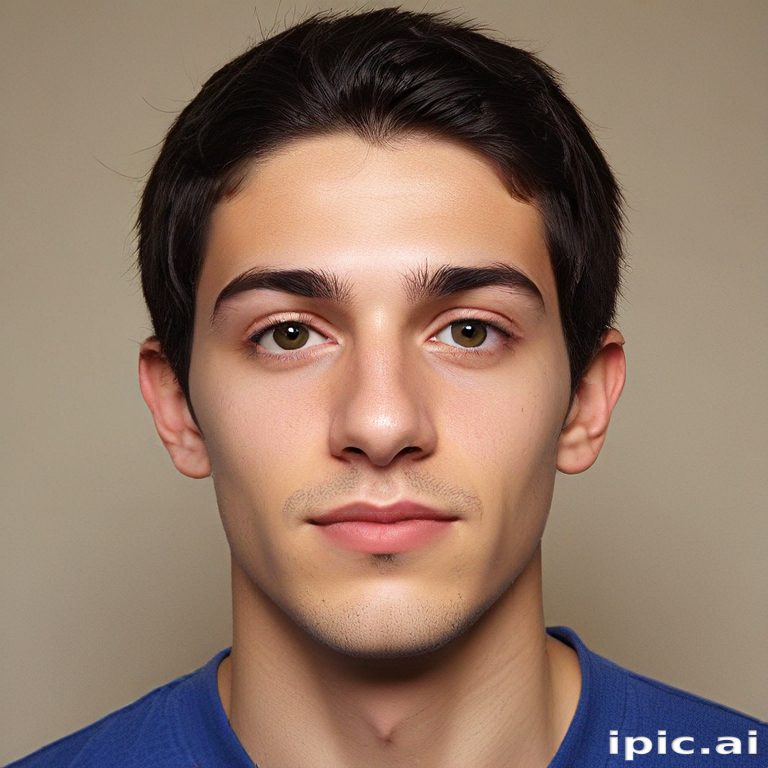 Portrait of a Young Man with Short Dark Hair and Brown Eyes