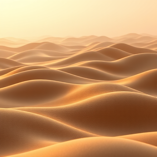 generate a 3D landscape of undulating hills in warm tones of beige and gold with soft light from the horizon, capture with a full-frame DSLR at f/2.8, ISO 100, 50mm lens, using a shallow depth of field to enhance the texture of the waves and create a dreamy atmosphere