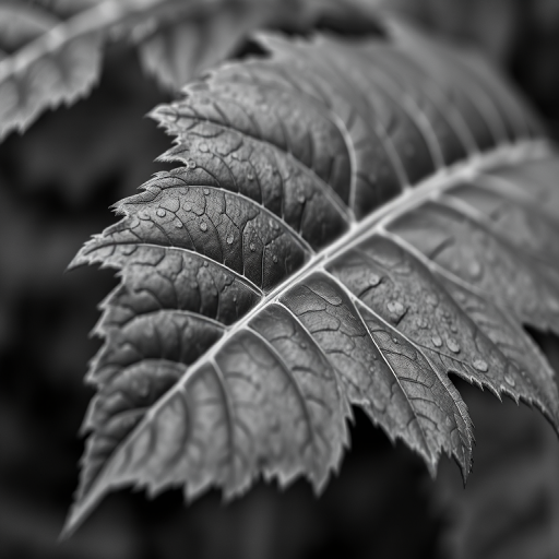 leaf in black and white