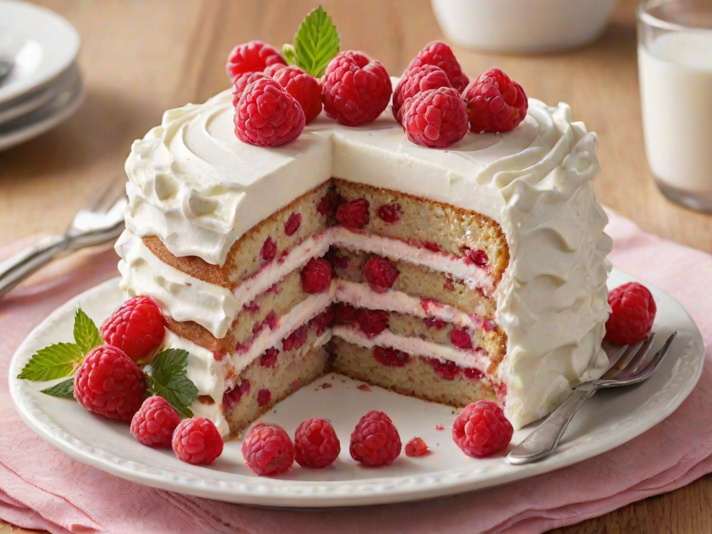 Delicious Raspberry Layer Cake with Creamy Frosting and Fresh Berries ...