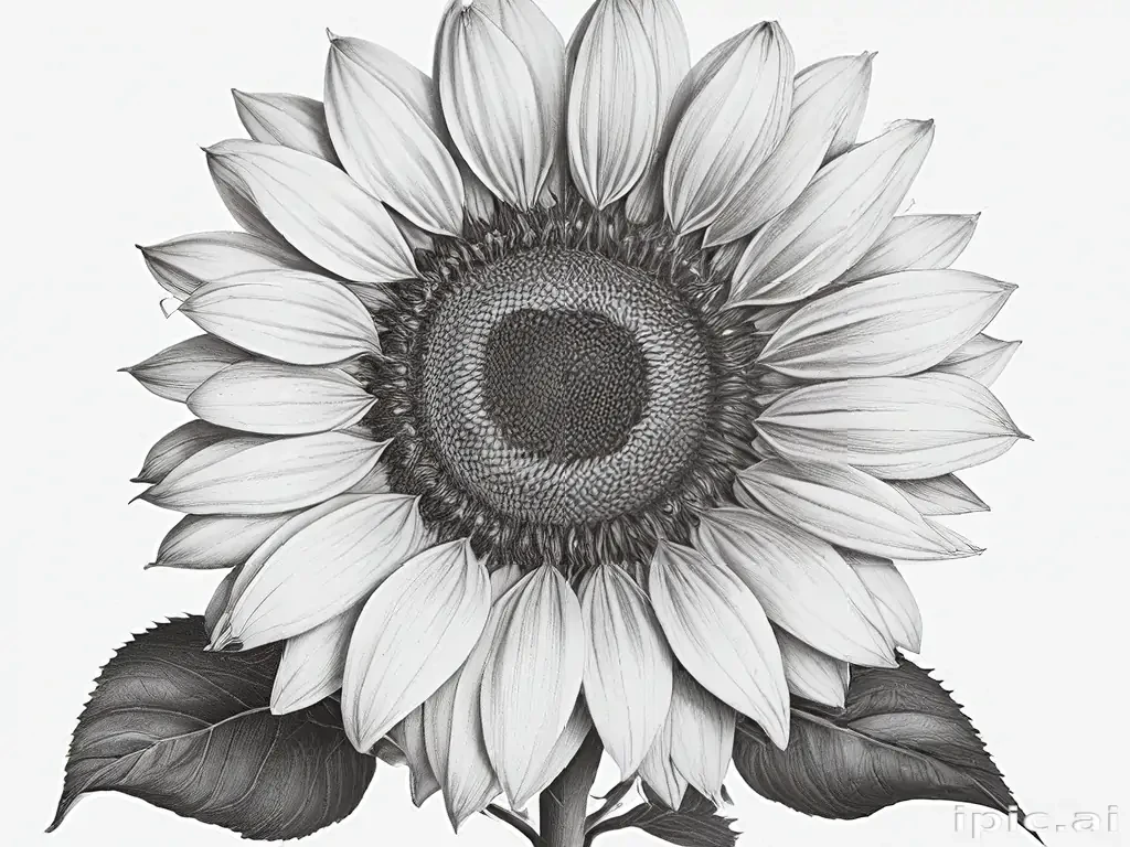 clip art sunflower black and white