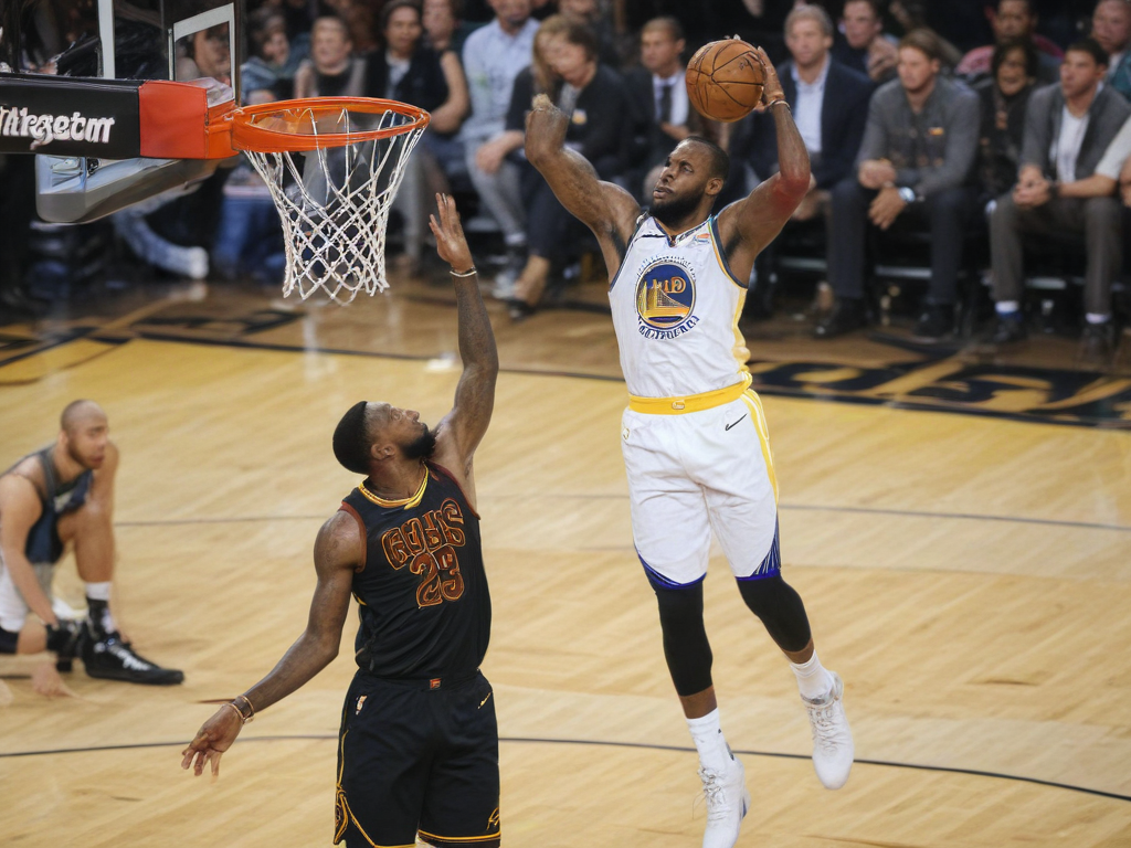 lebron James dunking on Stephen curry