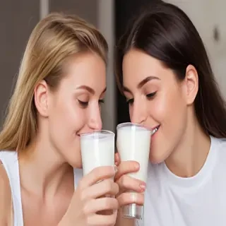 lesbians drinking milk