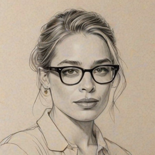 Sublime Piper Perabo, pencil sketch, portrait of Charming woman 1923s in glasses, hair style beatnik, outline, clear lines, fine lines, 8k