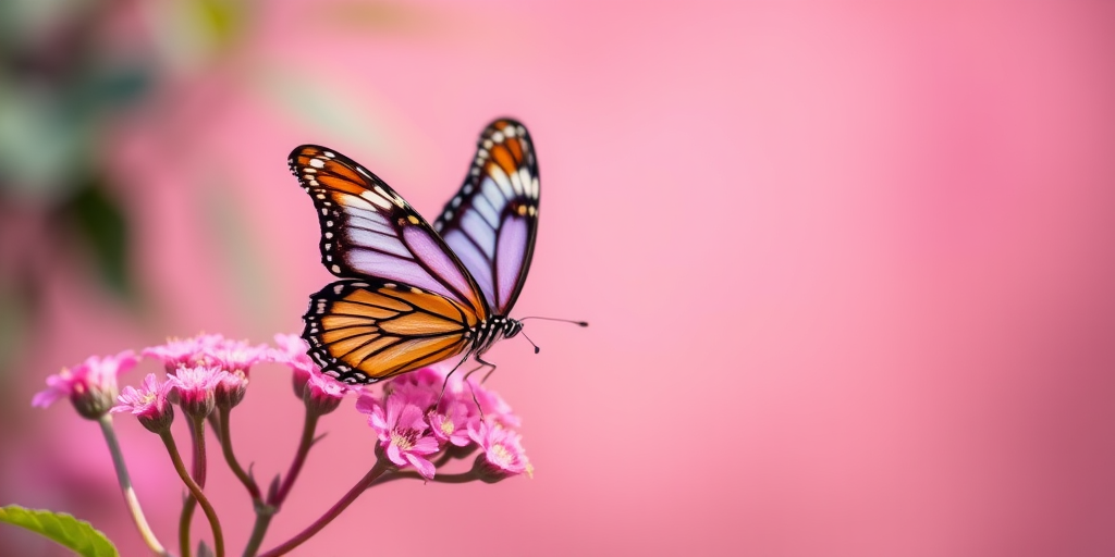 pink background butterfly