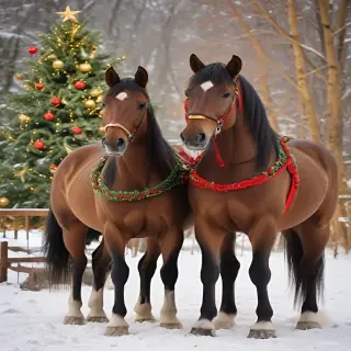 merry christmas images with horses