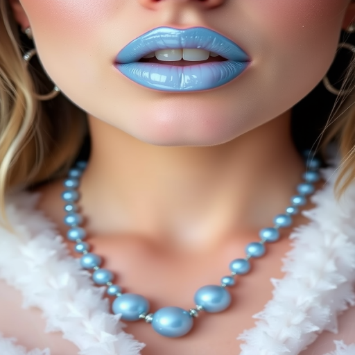 Crystalline Frost Bite lip style features an icy blue-white base with a high-shine finish, giving the wearer a cool, snow queen-inspired appearance