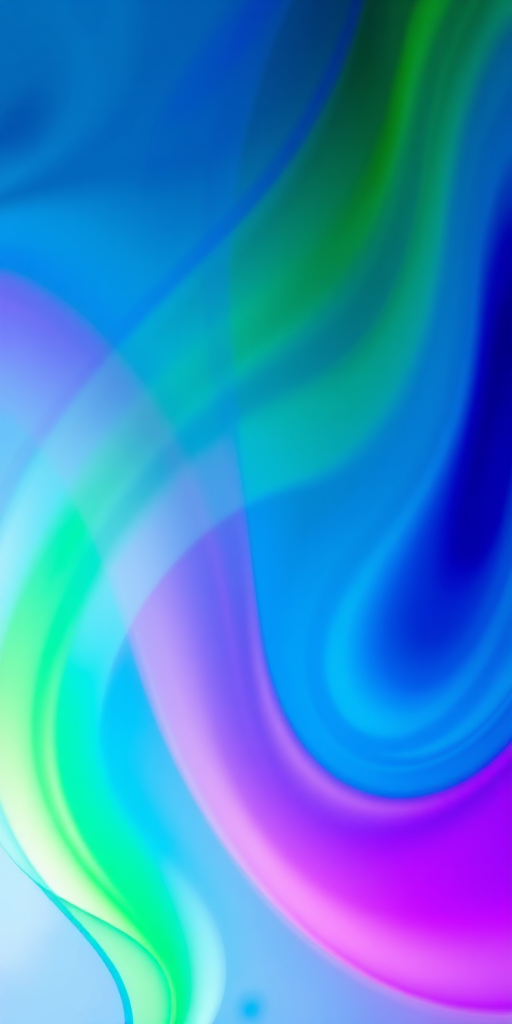 Create an abstract image with vibrant flowing colors in shades of green, blue, and purple, using a Canon EOS R5, 50mm lens, f/2.8 aperture, ISO 100, capturing in a soft-focus style with an emphasis on light trails and smooth gradients.