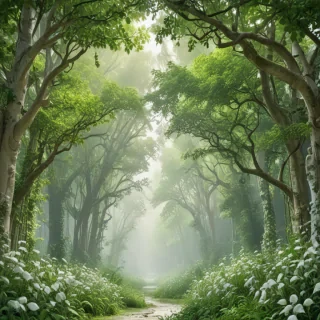 white and greenery background