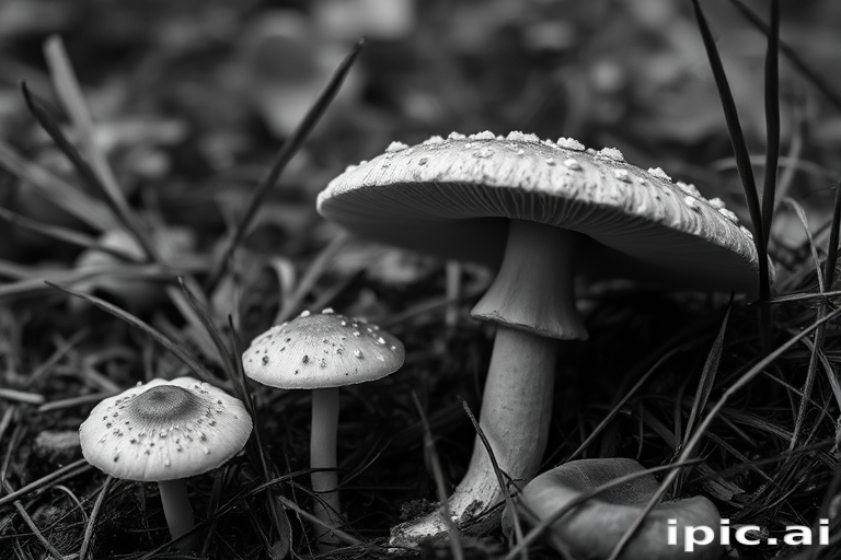 mushroom black and white
