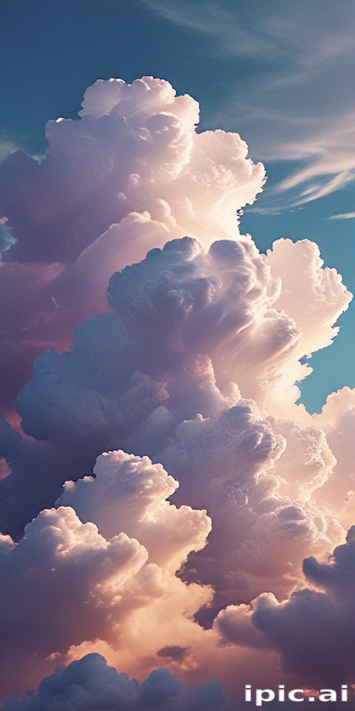 Majestic Sunset Clouds Illuminated by Soft Golden Light in the Sky