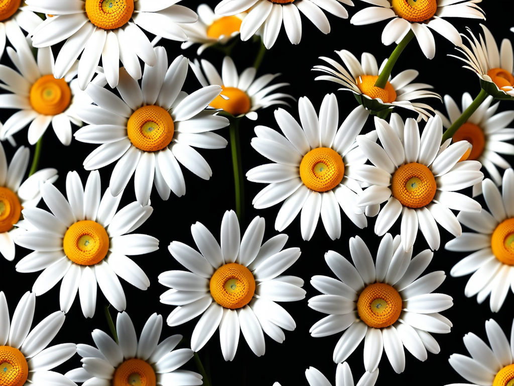 A Beautiful Display of White Daisies Against a Dark Background.