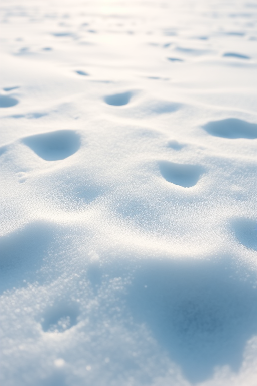 snowy landscape with soft undulating snowdrifts, bright sunlight reflecting on the surface, shot with a DSLR camera at f/8 aperture, 50mm lens, ISO 100, shutter speed 1/200s, wide-angle view for depth, focused on texture details