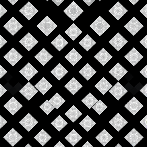 Generate a high-resolution pattern of alternating white diamonds on a black background, use a Canon EOS R5 with a 50mm lens, aperture set to f/2.8, ISO 100, shot in portrait mode for enhanced detail and clarity.