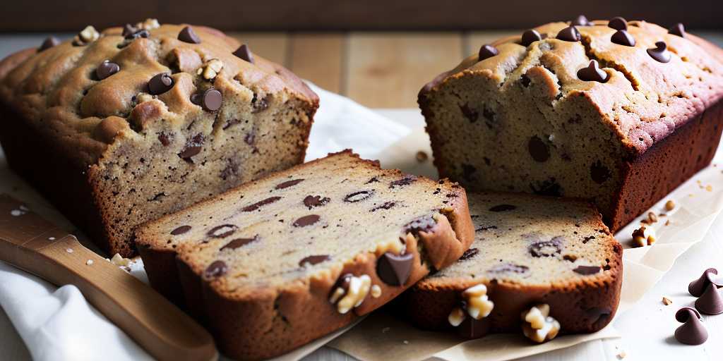 banana bread with chocolate chips and walnuts