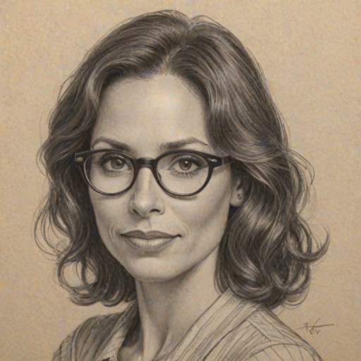 Ravishing Minnie Driver, pencil sketch, portrait of Splendid woman 1931s in glasses, hair style beatnik, outline, clear lines, fine lines, 8k