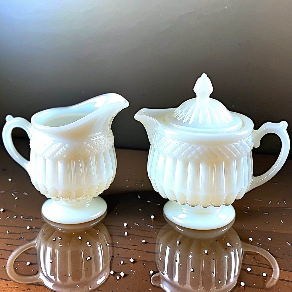 milk glass creamer and sugar