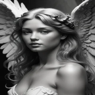 black and white angel drawings