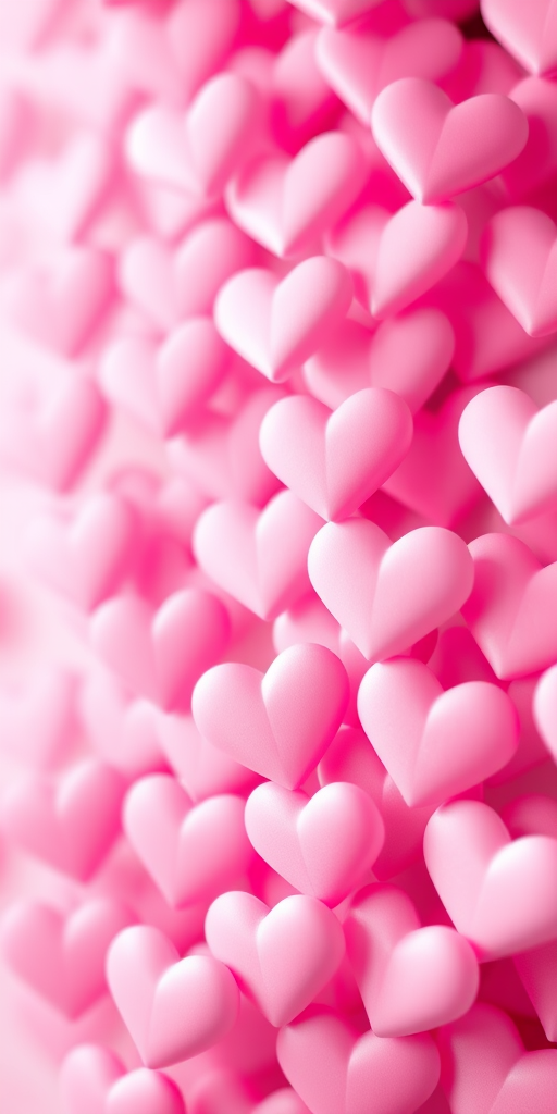 Create a soft-focused background of overlapping pink hearts in varying shades with a dreamy gradient from light pink to white, shot with a DSLR camera at f/2.8, ISO 100, and a shutter speed of 1/125s to enhance the color vibrancy and depth.