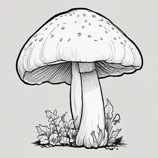 mushroom clipart black and white