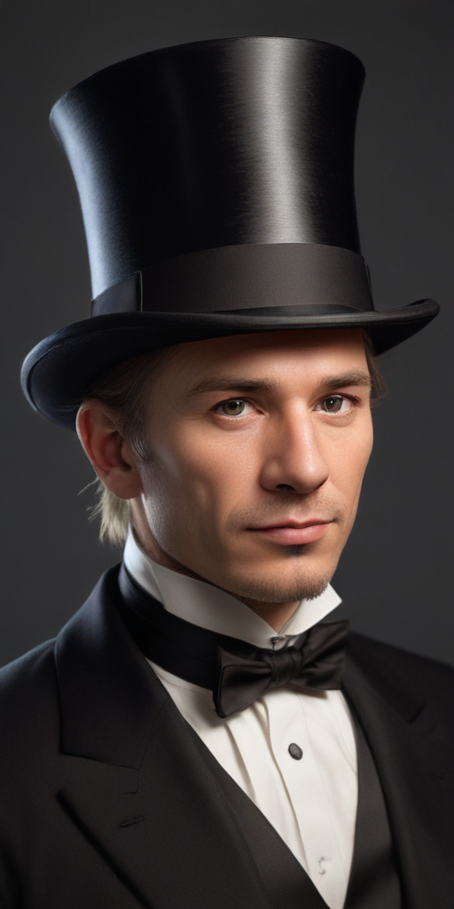 A Distinguished Gentleman in a Classic Top Hat and Formal Attire