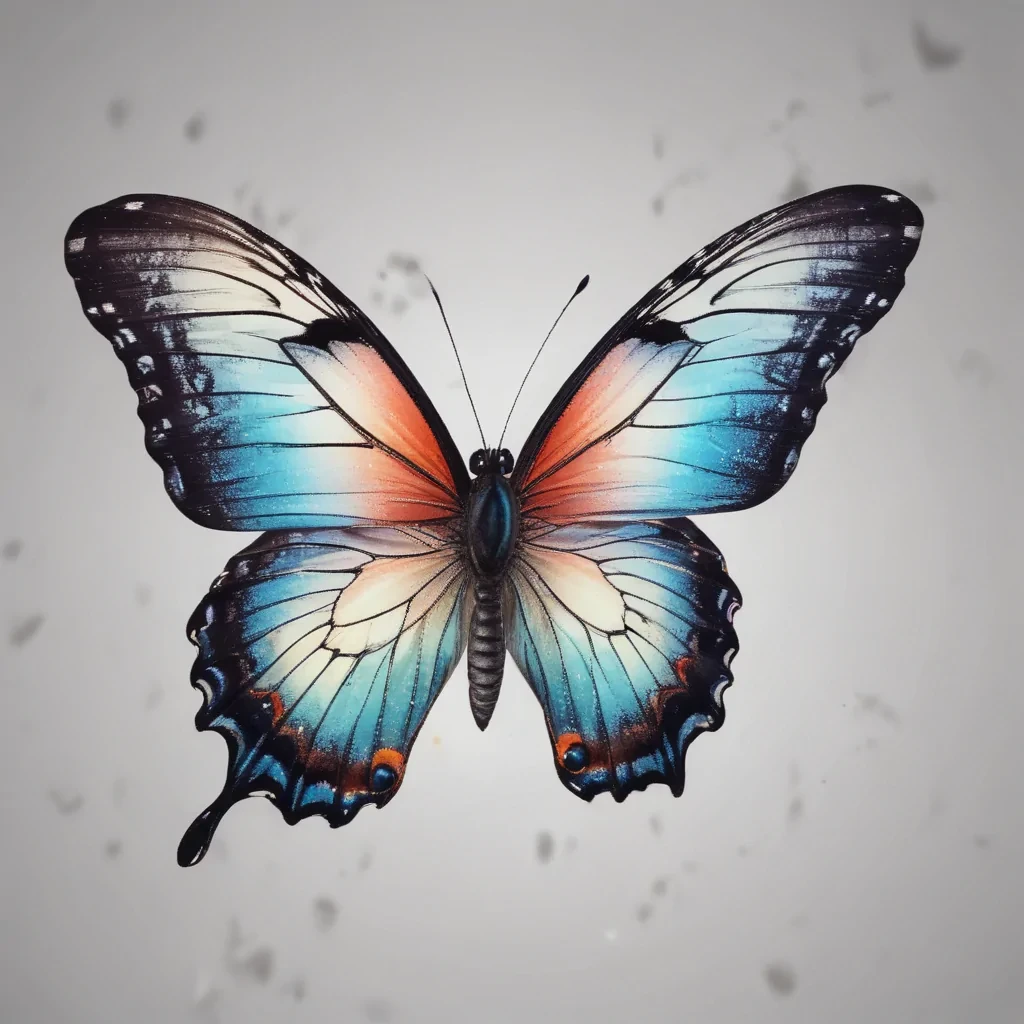 Vibrant Blue Butterfly with Intricate Patterns Against a Soft Gray ...