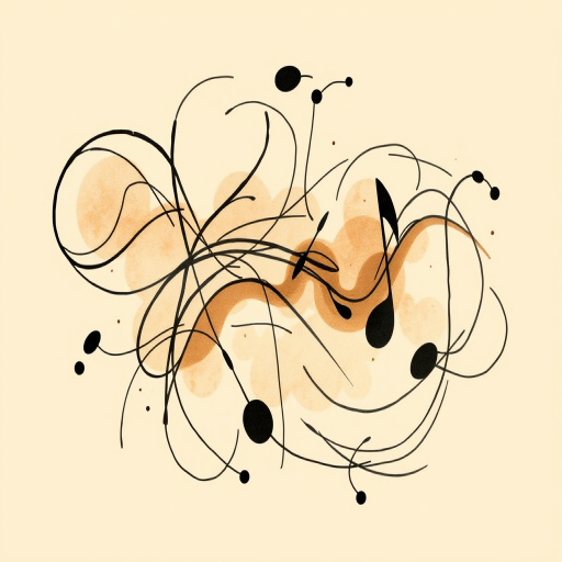 Soulful "Jazz Rhythm" tattoo concept inspired by the improvisational nature of jazz music, featuring fluid, abstract lines and shapes in warm sepia tones