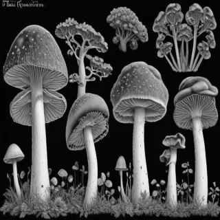mushroom clip art black and white