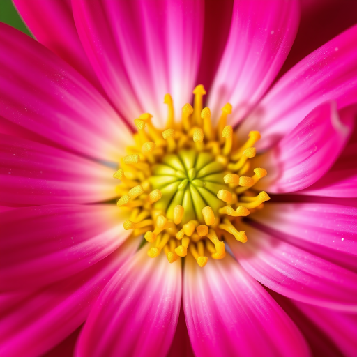 highly detailed close-up of a pink flower with yellow center, macro shot, f/2.8 aperture, 50mm lens, soft natural lighting, DSLR camera, vibrant colors, high resolution