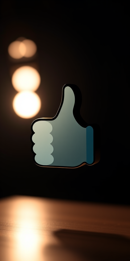 Create a high-resolution vector graphic of a thumbs-up icon with a sleek design using a Canon EOS R5 camera at ISO 100, f/8 aperture, 50mm lens, and a bright studio lighting setup to enhance clarity and color vibrancy.