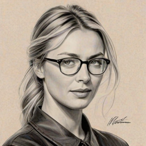 Enchanting Maria Sharapova, pencil sketch, portrait of Charming woman 1957s in glasses, hair style beatnik, outline, clear lines, fine lines, 8k