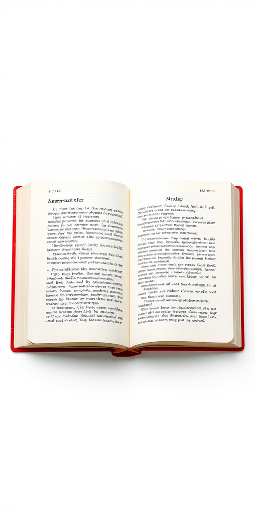 Create an image of an open book with stylized lines representing text, using a Canon EOS R5 camera, 50mm lens, f/2.8 aperture, 1/125 shutter speed, ISO 100, with a clean white background, top-down view, and vibrant colors for clarity and depth.
