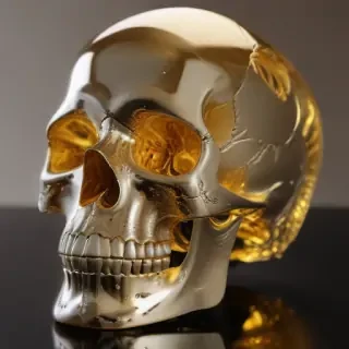 transparent gold skull