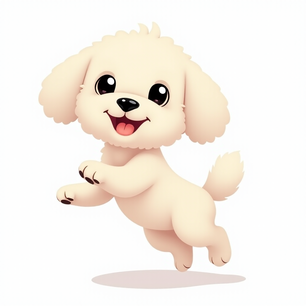 vector illustration, cute Maltipoo dog, dynamic pose, isolated on white background