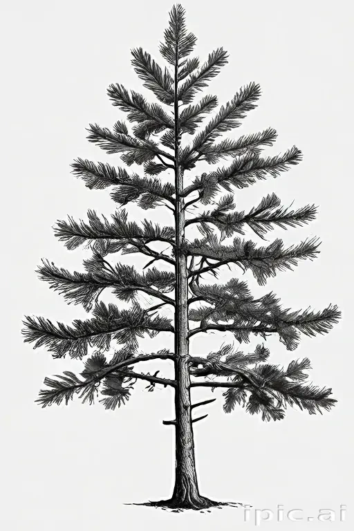 pine tree clipart black and white