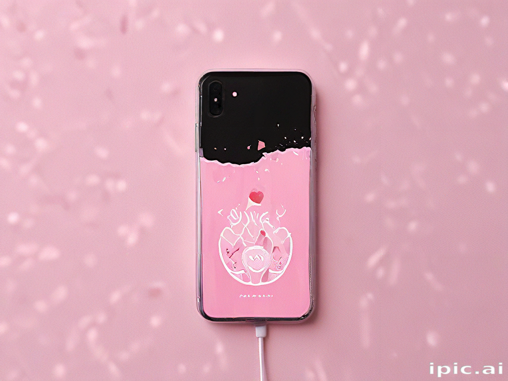 Stylish Smartphone with a Cute Pink Case on a Soft Background