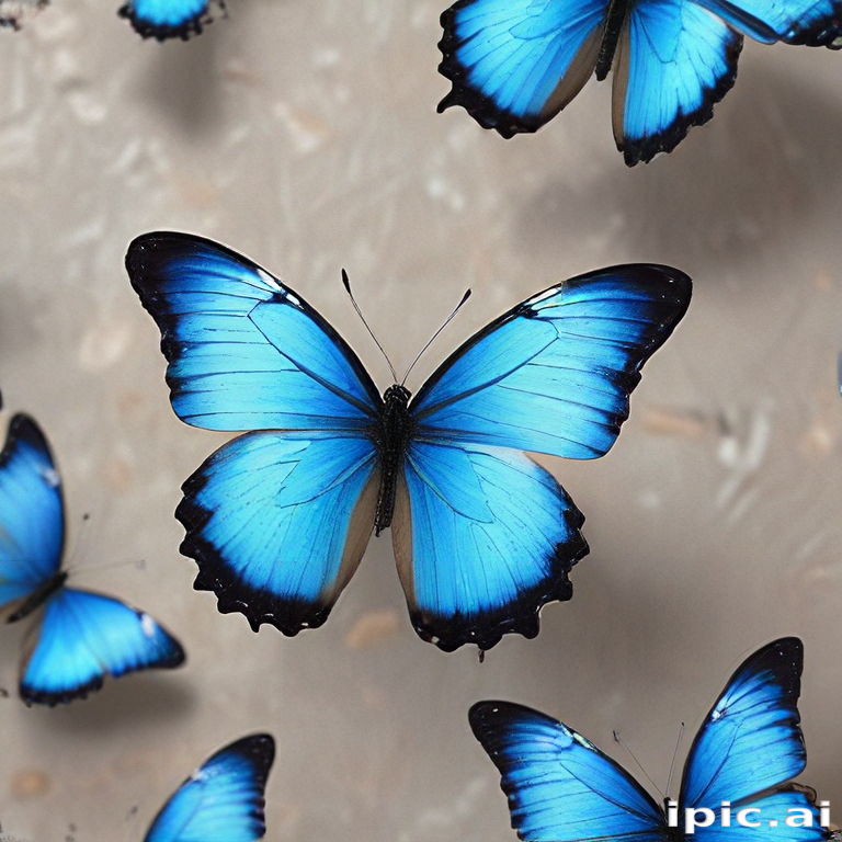 Stunning Blue Butterflies Gracefully Fluttering Against a Soft Neutral ...