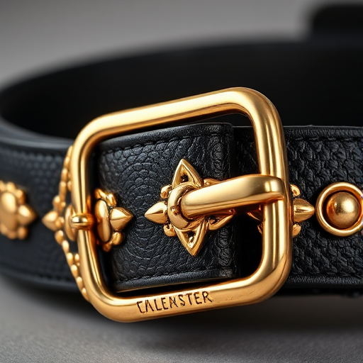 high-quality close-up shot of a stylish black and gold belt with intricate details, natural soft light, f-stop f/2.8, ISO 100, shutter speed 1/60s, 50mm lens, DSLR camera, photorealistic rendering