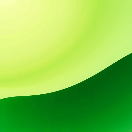 Generate an abstract image featuring a smooth gradient of vibrant green hues, shot with a Canon EOS R5, 50mm lens, f/1.4 aperture, ISO 100, 1/200s shutter speed, top-down view for a minimalist aesthetic.