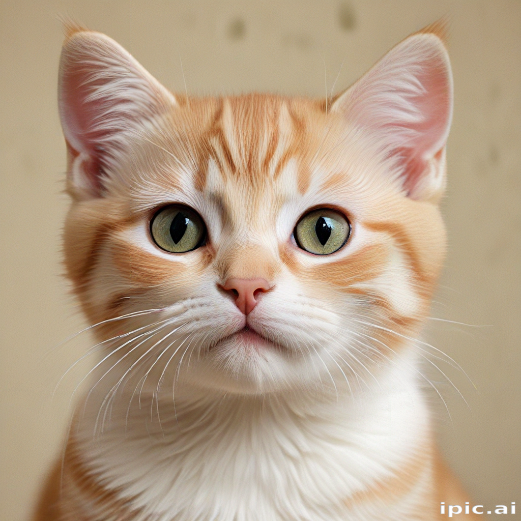 A Cute Orange Tabby Kitten with Big Green Eyes Looking Playfully Curious.