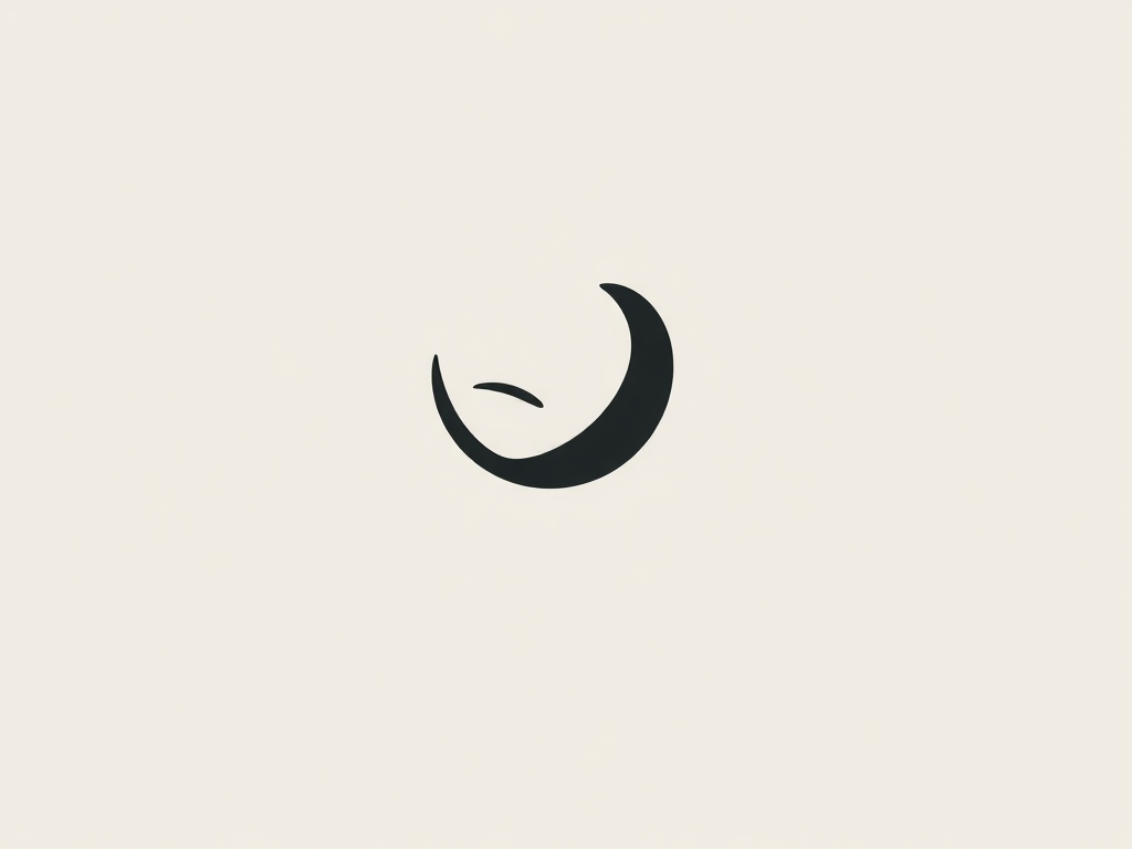 Create a minimalist digital artwork featuring a simplistic, abstract logo design with smooth curves and a monochromatic color palette, shot with a 50mm lens at f/1.8, ISO 100, with a soft focus background to emphasize the logo in high resolution.