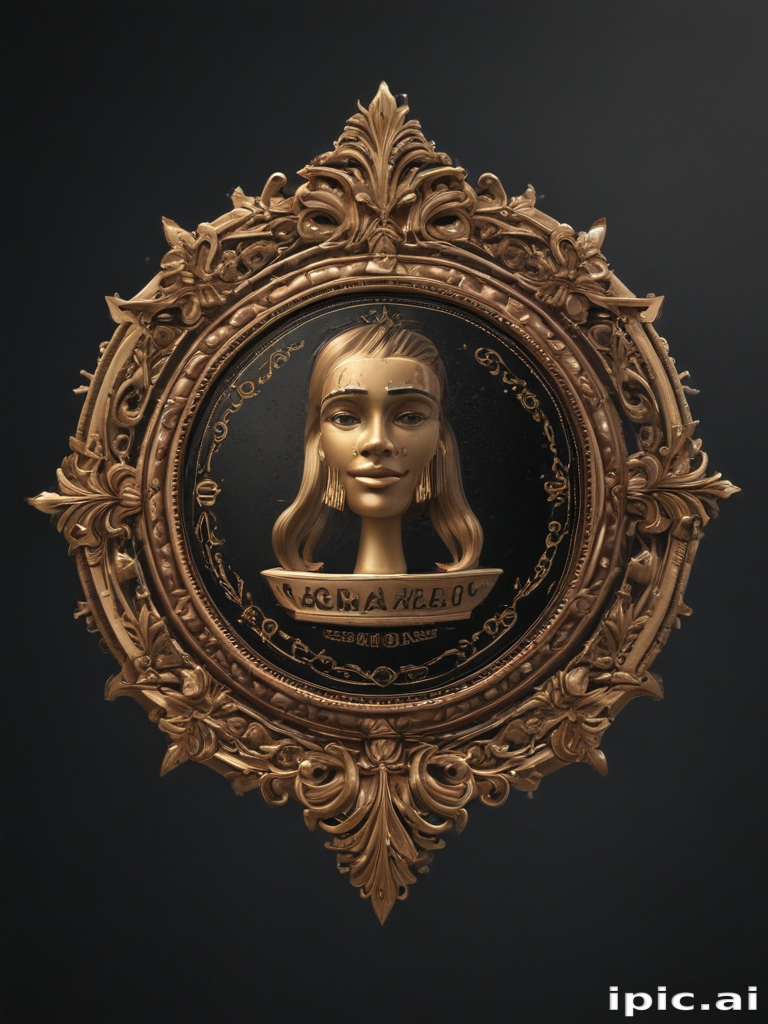 Elegant Portrait of a Woman in an Ornate Golden Frame