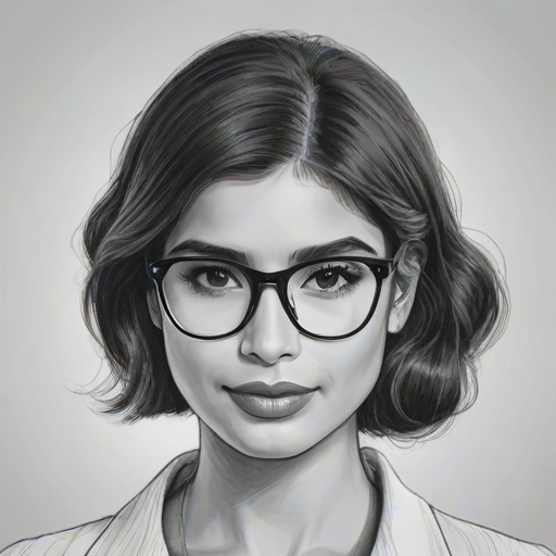 Lovely Diane Guerrero, pencil sketch, portrait of Attractive woman 1920s in glasses, hair style beatnik, outline, clear lines, fine lines, 8k