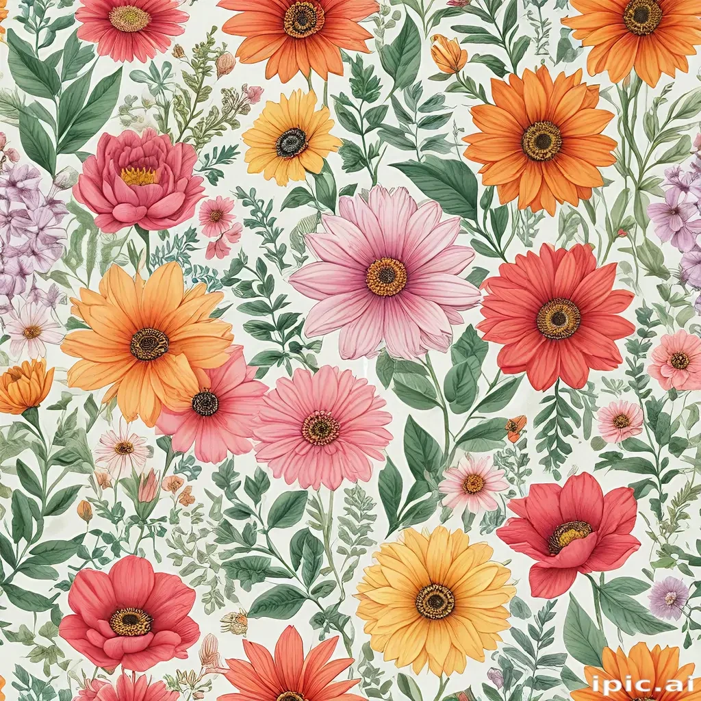 color drawings of flowers