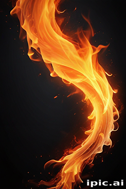 Dynamic Swirl of Fiery Flames Dancing Against a Dark Background