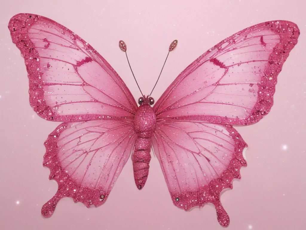 glitter pink butterfly wallpaper