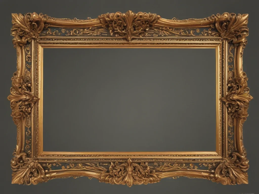 rectangle golden frame png