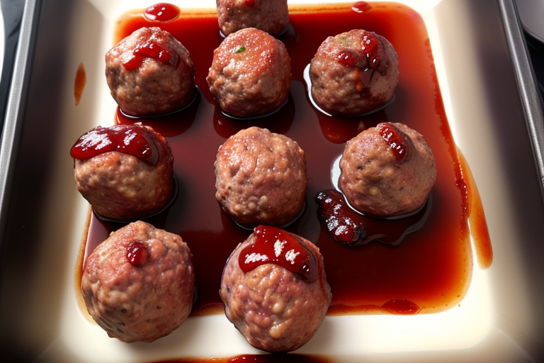 meatballs with grape jelly and bbq sauce in oven